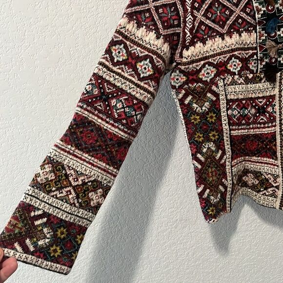 ALDO MARTINS (Anthropologie) Inverness Red Wool/Alpaca Cardigan, Size M - Picture 4 of 10